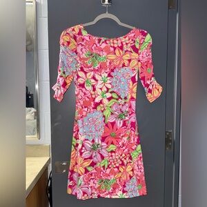 Lilly Pulitzer Pink Floral Scoop-Neck Midi Dress